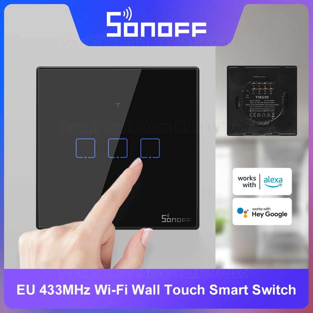 Sonoff Basic - Sonoff t3eu preto wifi inteligente interruptor
