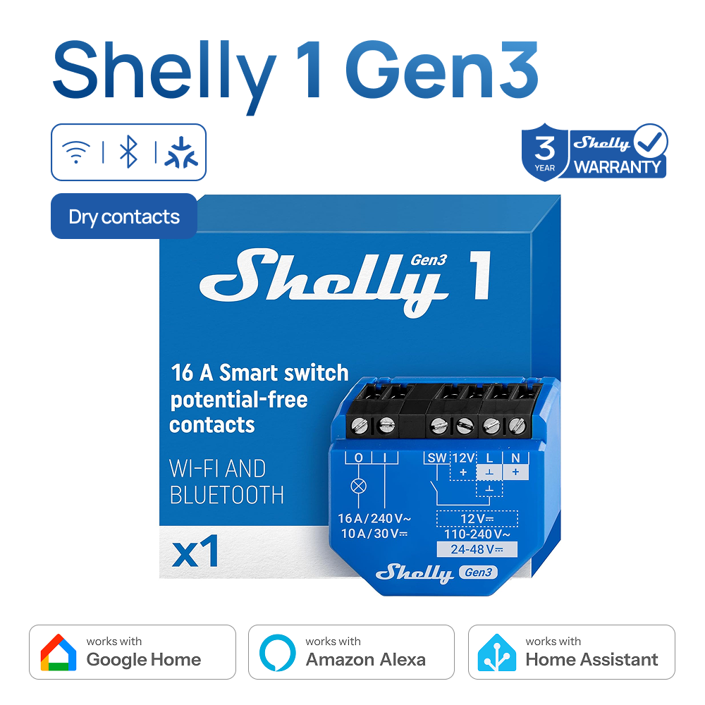 Shelly Plug - Interruptor Inteligente Shelly 1 Gen3 com