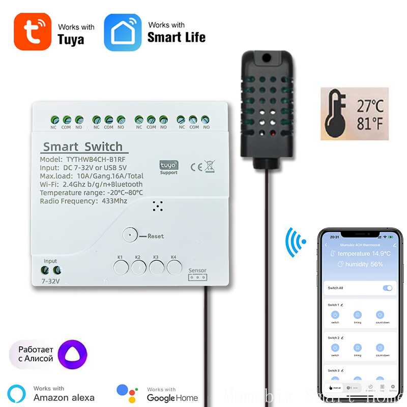 Tuya inteligente 7-32v wifi re - Tuya 4 Channel avaliação e preço