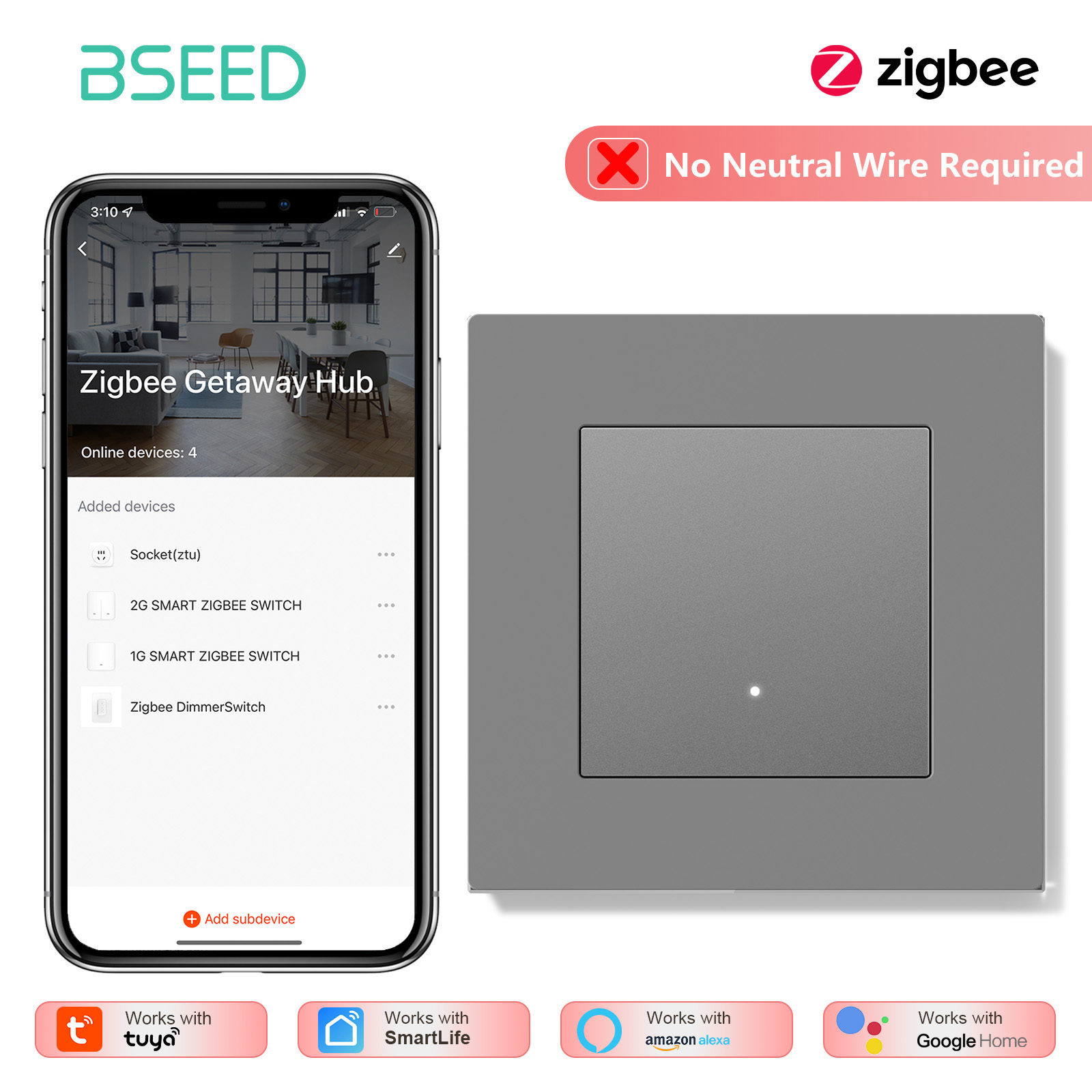 BSEED Interruptor de Luz Intel - Tuya 4 Channel avaliação e preço