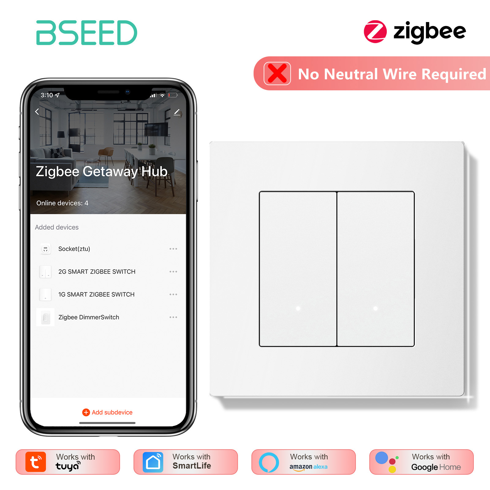 BSEED Interruptor de Luz Intel - Tuya 4 Channel avaliação e preço